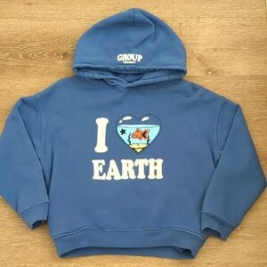 Group Project Ocean Blue Graphic Kids Hoodie - I Love Earth Design 10/11